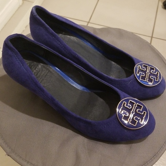 💕TORY BURCH💕 Sophie Wedge Pumps in Blue Suede EU 41 - Picture 2 of 8